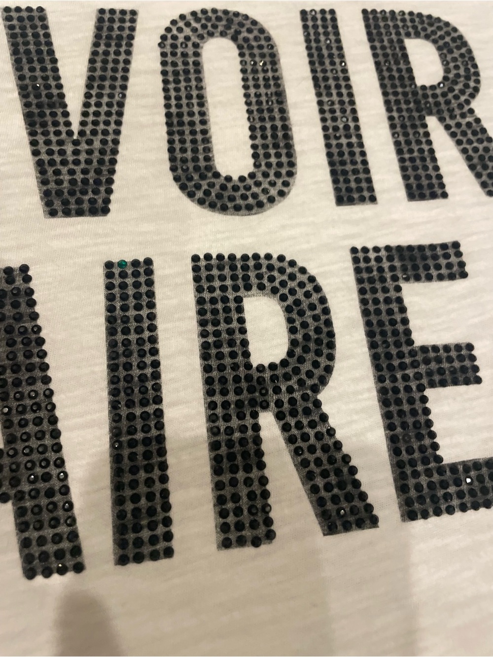 cinq a sept SAVIOR FAIRE T-shirt Short White with Black Rhinestone Studs Medium - Picture 5 of 11